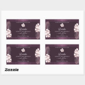 Tropische Paarse productlabels: witte bloemen Rechthoekige Sticker (Vel)