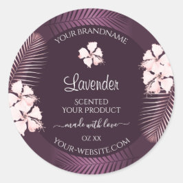 Tropische Paarse productlabels: witte bloemen Ronde Sticker