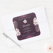 Tropische Paarse productlabels: witte bloemen Vierkante Sticker (Envelop)