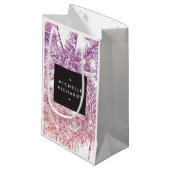 Tropische Paarse/roze Glitter Palms Gift Bag Klein Cadeauzakje (Voorkant Gekanteld)
