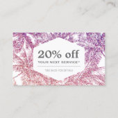 Tropische Paarse/roze Glitter Palms Korting Kaart (Voorkant)