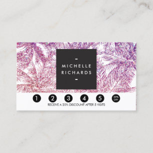 Tropische Paarse/roze Glitter Palms Loyaliteit Kaa Klantenkaartje