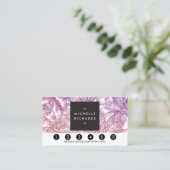 Tropische Paarse/roze Glitter Palms Loyaliteit Kaa Klantenkaartje (Staand voorkant)