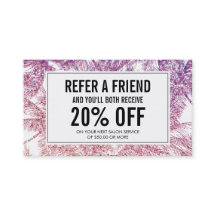 Tropische Paarse/roze Glitter Palms Referral Kaart