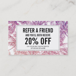 Tropische Paarse/roze Glitter Palms Referral Kaart