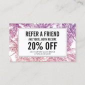 Tropische Paarse/roze Glitter Palms Referral Kaart (Voorkant)