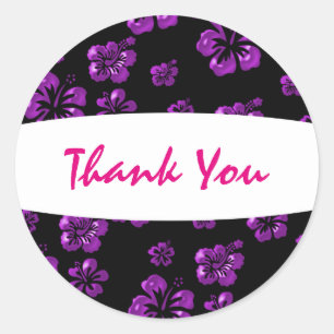 Tropische paarse zwarte hibiscus bloemensticker ronde sticker