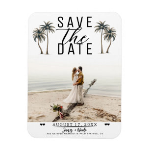 Tropische palboom strand bruiloft Save the Date Magneet
