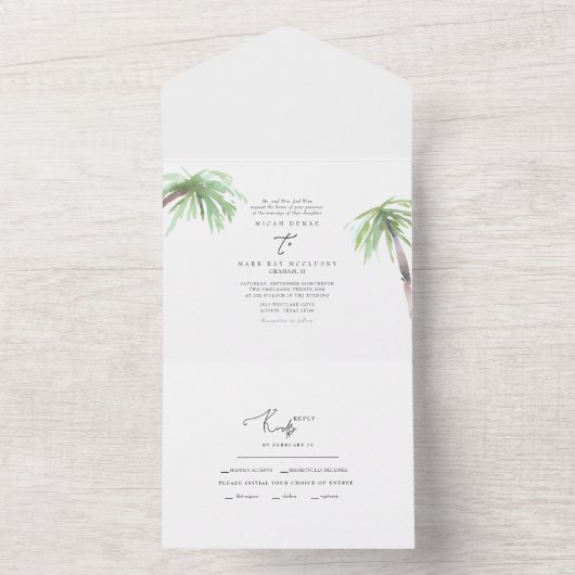 Tropische Palm Alles In Eén Uitnodiging (Binnen)