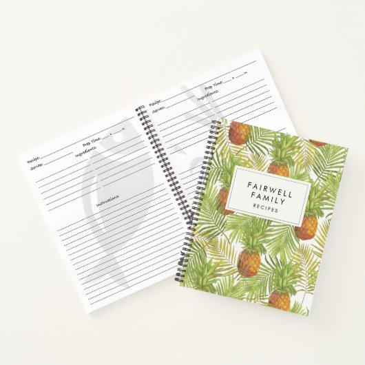 Tropische palm & ananas patroon Recepten Notitieboek (Binnen)