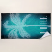 Tropische palm Aqua Blue Specialized Beach Towel Strandlaken (Voorkant)