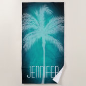 Tropische palm Aqua Blue Specialized Beach Towel Strandlaken (Voorkant)