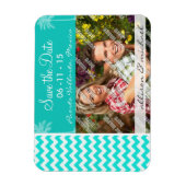 Tropische palm; Aqua Color Chevron Magneet (Verticaal)