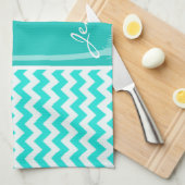 Tropische palm; Aqua Color Chevron Theedoek (Quarter Fold)