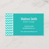 Tropische palm; Aqua Color Chevron Visitekaartje (Achterkant)