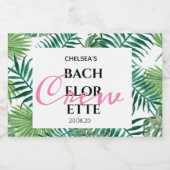Tropische palm Bachelorette Crew Summer Party Favo Sparkling Wijnetiket (Enkel label)