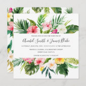 Tropische Palm Banaan Bladeren Bloemige Bruiloft Kaart (Voorkant / Achterkant)