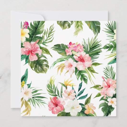 Tropische Palm Banaan Bladeren Bloemige Bruiloft Kaart (Achterkant)