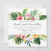 Tropische Palm Banaan Bladeren Bloemige Bruiloft Kaart (Voorkant)