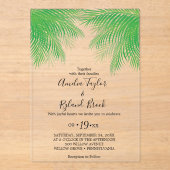 Tropische Palm Beach Acryl bruiloft Uitnodigen Acryl Uitnodigingen (Voorkant)
