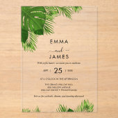 Tropische Palm Beach Acryl Uitnodiging (Voorkant)