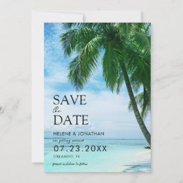 Tropische Palm Beach Bestemming Bruiloft Save The Date