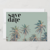 Tropische Palm Beach Bestemming Bruiloft Save The Date (Voorkant)