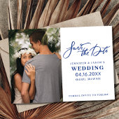 Tropische Palm Beach Bestemming Trouwfoto Save The Date