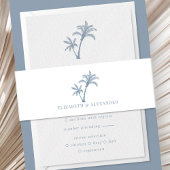 Tropische Palm Beach Bruiloft Dusty Blue Uitnodigingen Wikkel