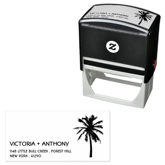 Tropische Palm Beach Bruiloft retouradres Zelfinktende Stempel (In situ)