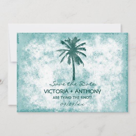 Tropische Palm Beach Bruiloft Save the Date (Voorkant)