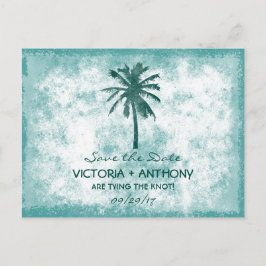 Tropische Palm Beach Bruiloft Save the Date Aankondigingskaart