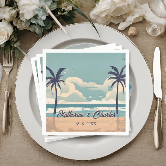 Tropische Palm  Beach bruiloft servet