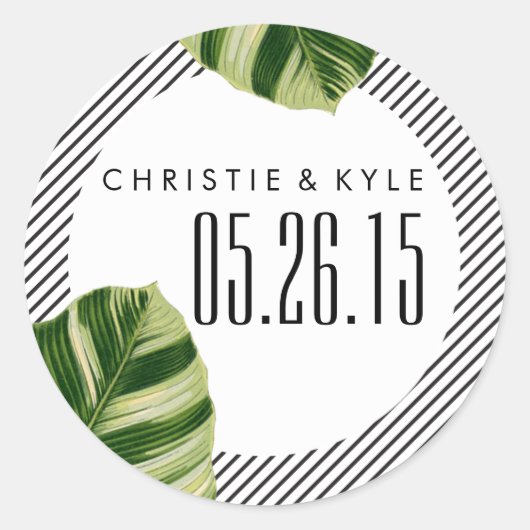 Tropische Palm Beach bruiloft Sticker (Voorkant)
