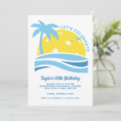 Tropische Palm Beach Ocean Pickleball Party Kaart (Staand voorkant)
