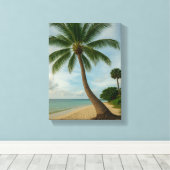 Tropische Palm Beach Paradise Canvas Art Print (Insitu (Houten vloer))