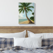 Tropische Palm Beach Paradise Canvas Art Print (Insitu (Slaapkamer))