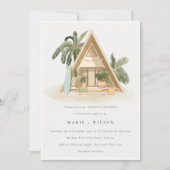 Tropische Palm Beach Shack Bruiloft QR Code RSVP Kaart (Voorkant)