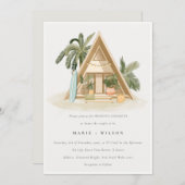 Tropische Palm Beach Shack Bruiloft QR Code RSVP Kaart (Voorkant / Achterkant)
