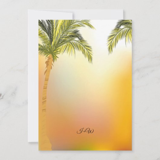 Tropische Palm Beach String Lights bruiloft Kaart (Achterkant)