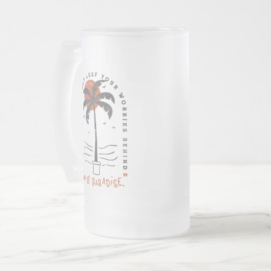 Tropische Palm Beach Vibes Zomer Zon Retro Matglas Bierpul (Voorkant links)