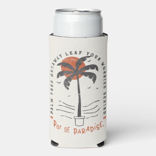 Tropische Palm Beach Vibes Zomer Zon Retro Seltzer Blikjeskoeler (Seltzer Voorkant)
