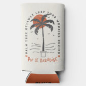 Tropische Palm Beach Vibes Zomer Zon Retro Seltzer Blikjeskoeler (Achterkant)
