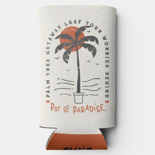 Tropische Palm Beach Vibes Zomer Zon Retro Seltzer Blikjeskoeler (Achterkant)