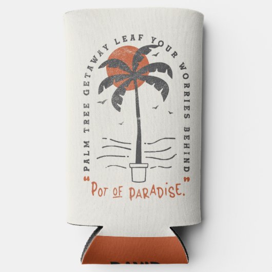 Tropische Palm Beach Vibes Zomer Zon Retro Seltzer Blikjeskoeler (Voorkant)