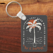 Tropische Palm Beach Vibes Zomer Zon Retro Sleutelhanger (Voorkant)