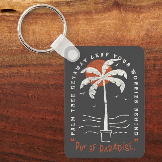 Tropische Palm Beach Vibes Zomer Zon Retro Sleutelhanger (Voorkant)