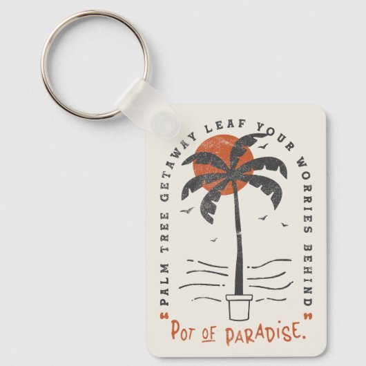 Tropische Palm Beach Vibes Zomer Zon Retro Sleutelhanger (Voorkant)