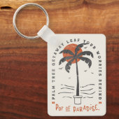 Tropische Palm Beach Vibes Zomer Zon Retro Sleutelhanger (Voorkant)