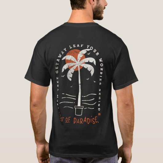 Tropische Palm Beach Vibes Zomer Zon Retro T-shirt (Achterkant)